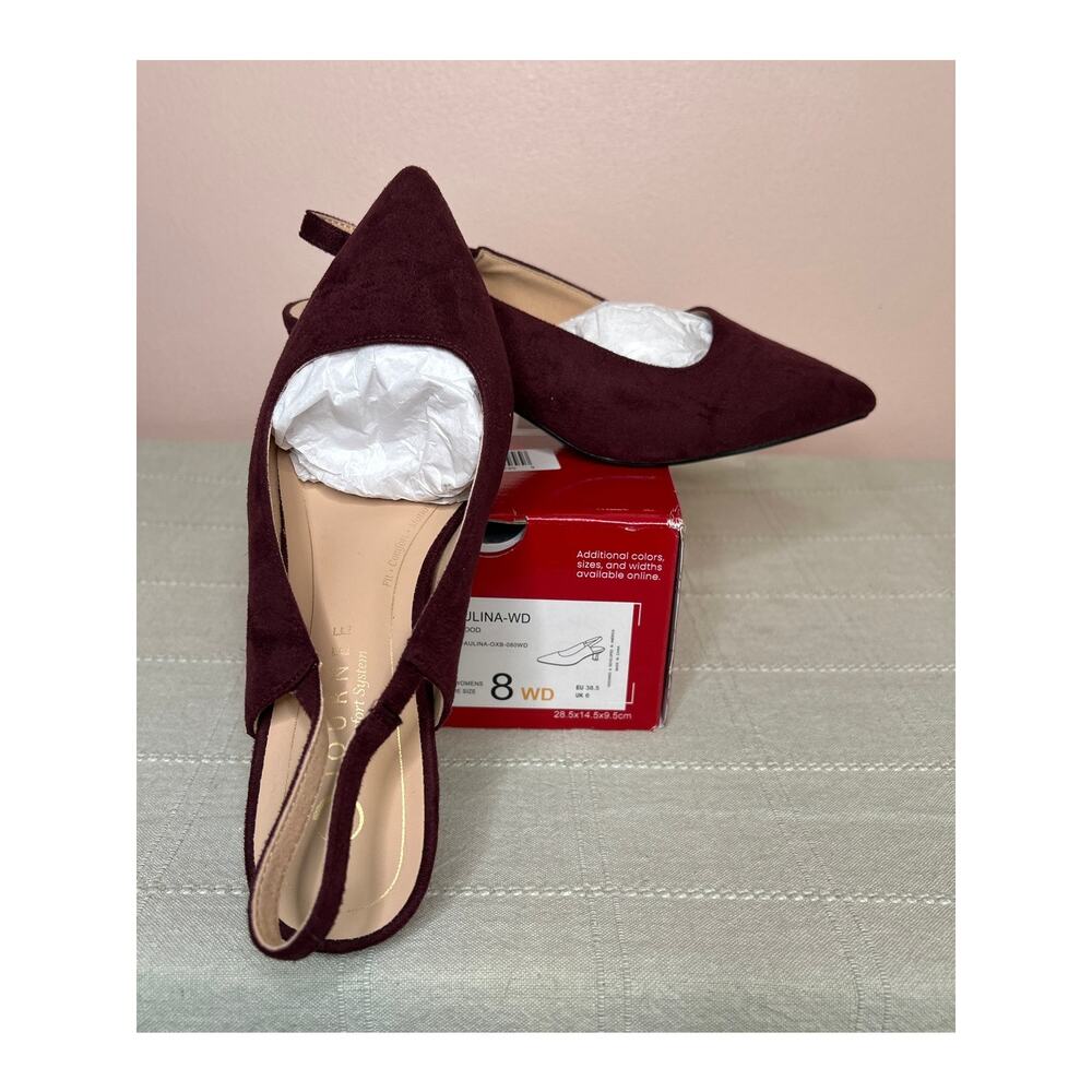 Journee Collection Paulina Women's Oxblood Patent Slingback Kitten Heel Sz 8 WD - Picture 2 of 16